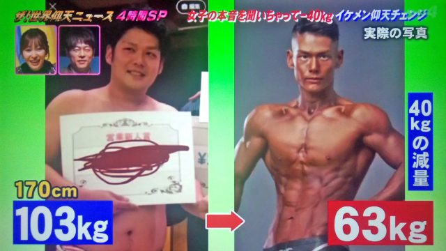 【世界仰天ニュース】イケメン仰天チェンジのダイエット方法まとめ｜糸洲朝貴・古谷暁斗・上原司・長濱陸