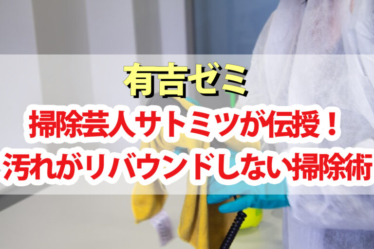 【有吉ゼミ】掃除芸人サトミツの汚れがリバウンドしない掃除術｜換気扇・台所(シンク)・エアコンフィルター・収納＆掃除グッズ