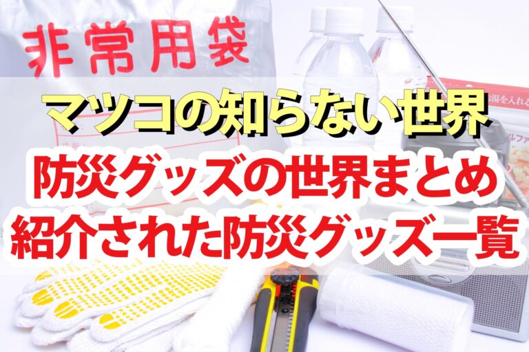 【マツコの知らない世界】防災グッズの世界まとめ｜防災アドバイザー高荷智也