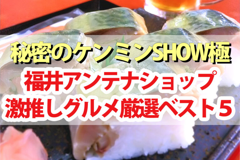 【ケンミンショー】福井グルメBEST5｜アンテナショップ｜焼き鯖寿司 大福餅あんパン 油揚げ わかめふりかけ メロンソーダ