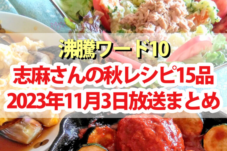 【沸騰ワード10】志麻さん秋料理レシピ15品まとめ(2023年11月3日)よゐこ濱口優 高橋メアリージュン 高橋優