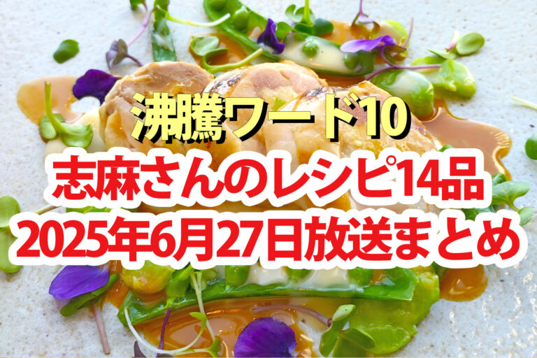 【沸騰ワード10】志麻さんレシピ初夏のスタミナ料理14品まとめ(2025年6月27日)當真あみ 要潤 さや香