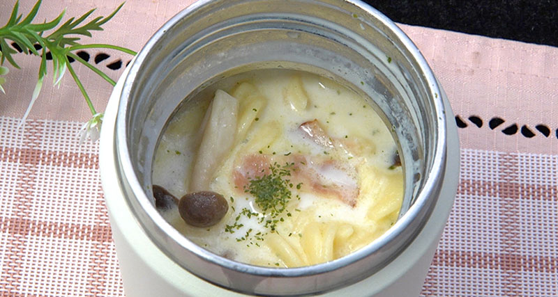 【ZIP】きのこのスープパスタのレシピ(スープジャー)デリッシュキッチン