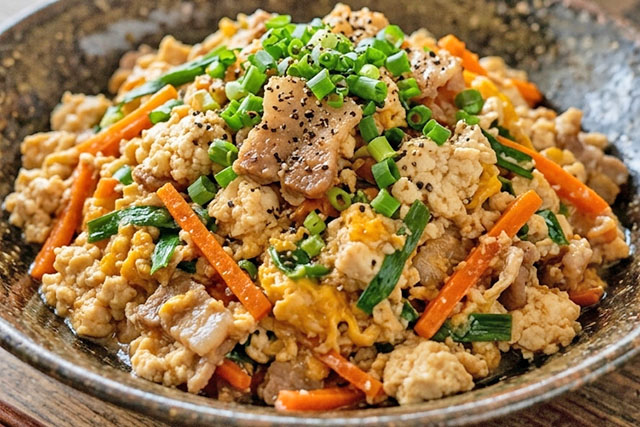 【DAIGOも台所】炒り豆腐のレシピ 木綿豆腐と豚バラで