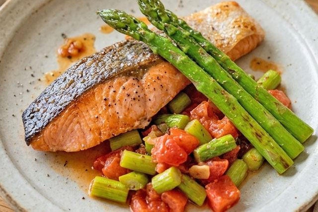 【DAIGOも台所】鮭のポワレアスパラ添えのレシピ 塩鮭アレンジ料理