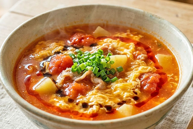 【DAIGOも台所】トマト入り酸辣湯のレシピ 具沢山中華スープ